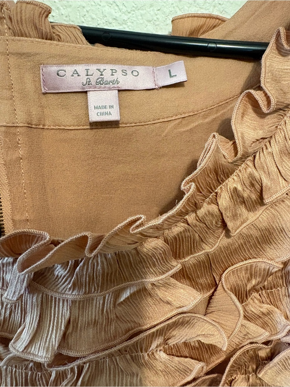Calypso St. Barth 100% Silk Rosewood Ruffle Tank Camisole Size Large - Picture 3 of 3